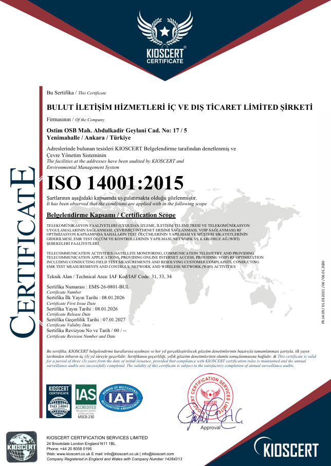 ISO 14001:2015 Sertifikası